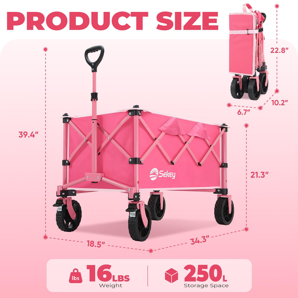 Collapsible Foldable Wagon with 300lbs Weight Capacity