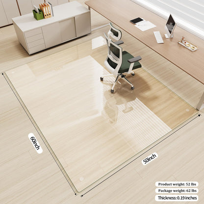 Tempered Glass] 50" x 60" Glass Office Chair Mat for Carpet