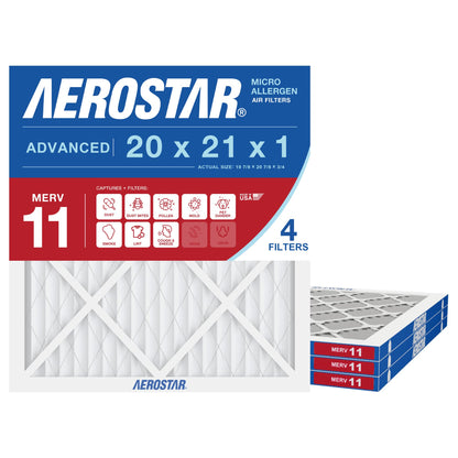 Air Filter 20x21x1 MERV 11 AC Filter (4 Count)
