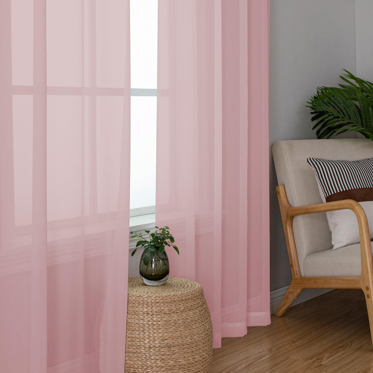 Sheer Blush Pink Curtains 90 inches Long 2 Panels (2 Count)
