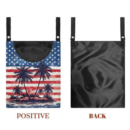 American Flag Clothes Pin Bag to Hang On Line Palm Tree Reusable Clothespin Holder Laundry Room Clothespin Holder with Large Opening Space
