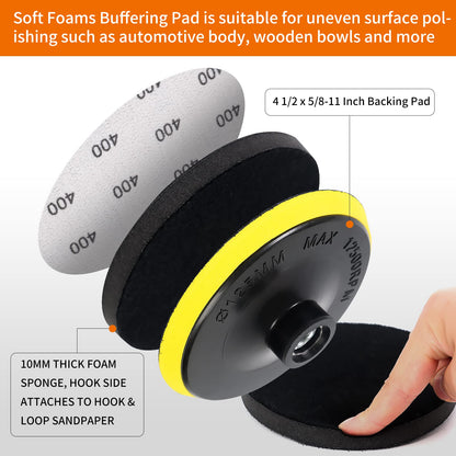 45PCS 5 Inch Wet Dry Sanding Discs Kit with Hook and Loop Backing Pad 5
