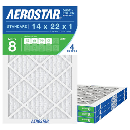 Air Filter 14x22x1 MERV 8 AC Filter (4 Count)