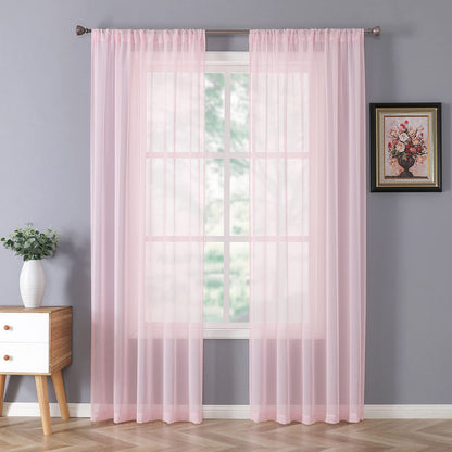 Sheer Curtain Linen Textured Living Room Curtains Sheer Light Filtering Rod Pocket Voile Curtain for Bedroom