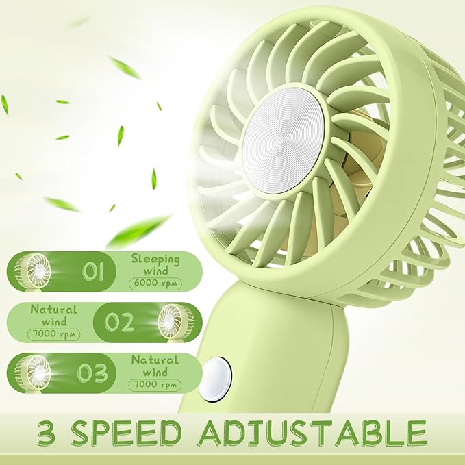Rossesay 12 Pack Mini Portable Handheld Fan Bulk for Travel 3 Speeds, Rechargeable USB Battery Operated, Small Personal Eyelash Fans for Women Outdoor(Green,Cute Style)