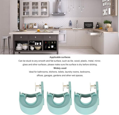 Broom Holder, 3 PCS Wall Mount Mop Organizer Gripper, Anti Slip Mop Handle Hanger, Improved Broom Holder, Broom Hanger Gripper for Kitchen, Bathroom, Closet, Garden Garage (Blue)