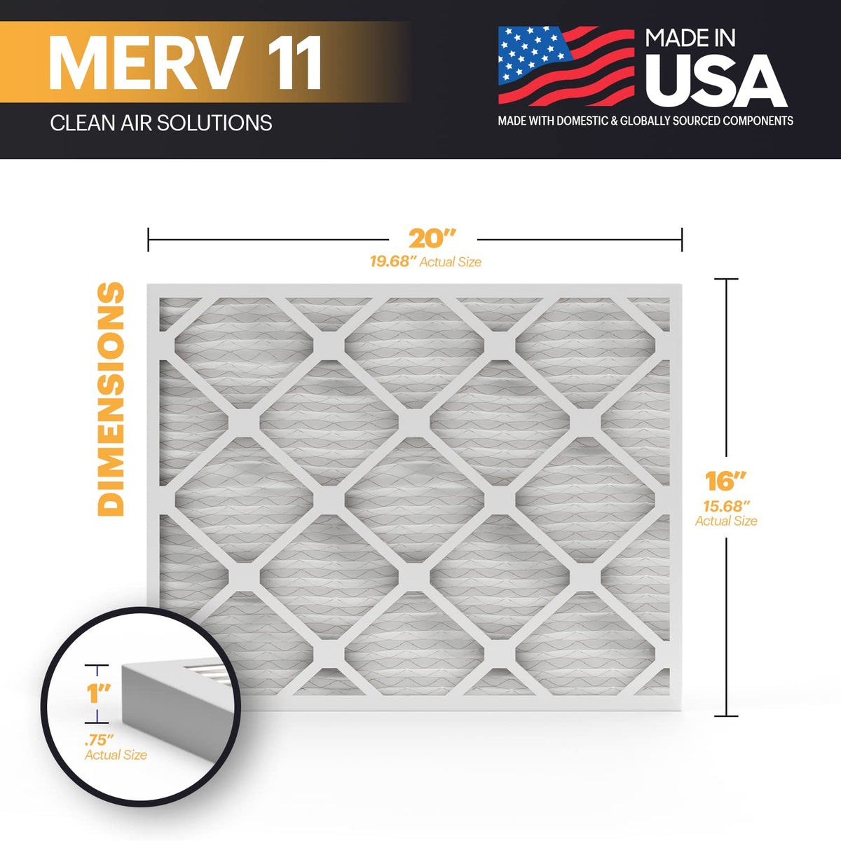 TruFilter 16x20x1 Air Filter MERV 11 (4 Count)