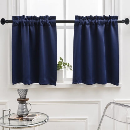 Navy Blue Cafe Half Window Curtain (2 Count)