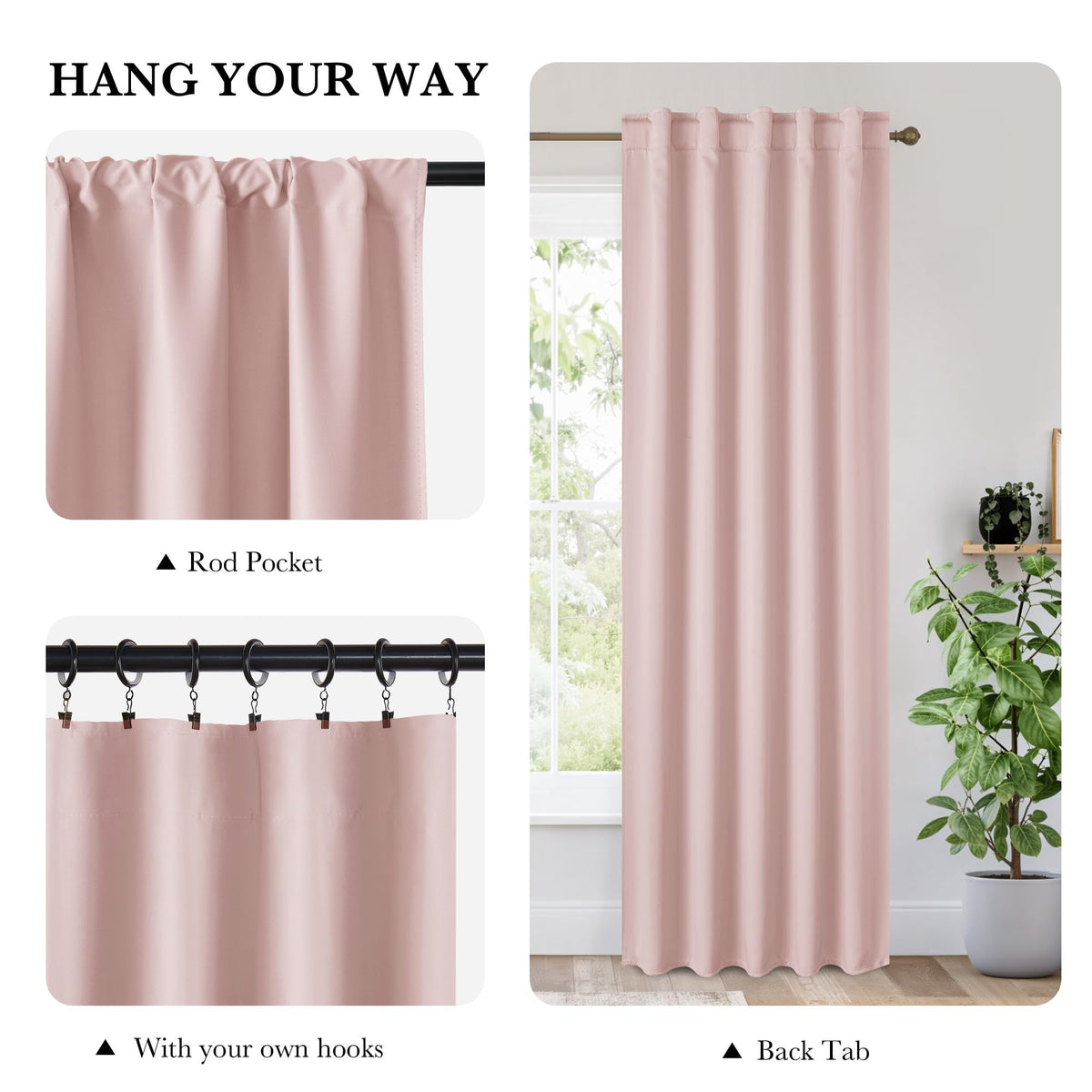 100% Blackout Short Curtains for Small Window (2 Count)