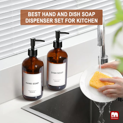 Amber Glass Soap Dispenser (2 Count)