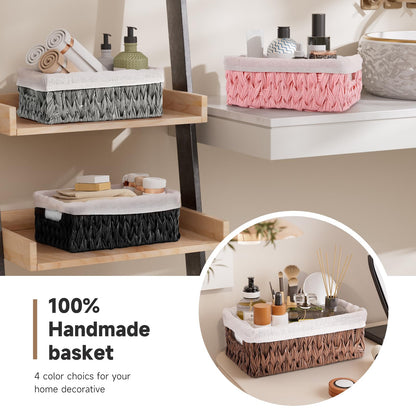 Bathroom Trash Can with Wicker Storage Baskets