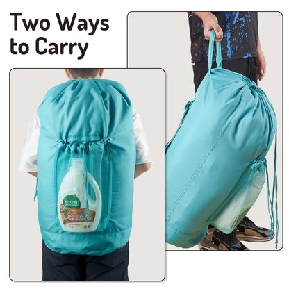Backpack Laundry Bag with Straps and Detergent Holder