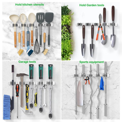 5 Racks and 4 Hooks Mop and Broom Holder Wall Mount