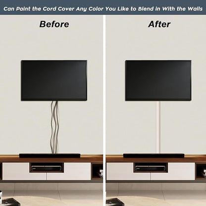 62.8in Cable Cover Wall, Beige Wire Cover for Wall, Paintable Cord Cover Wall Kit, Cord Hiders for TV on Wall, Hide Cords Wall Mounted TV - Cord Concealer Cable Channel 4xL15.7in W0.98in H0.5in