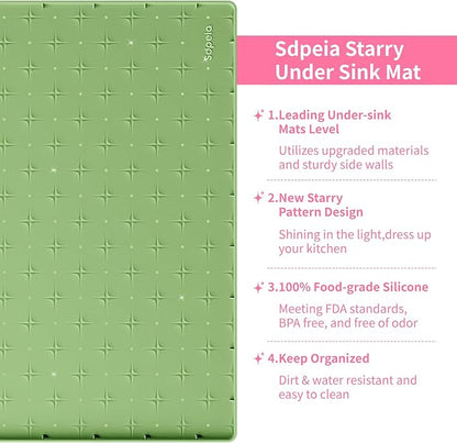 Sdpeia Under Sink Mat 34"×22" Waterproof Silicone Cabinet Liner & Sink Protector for Kitchen & Bathroom, Multi-Purpose Organizers Tray for Pets, Laundry, Cat Litter Mat