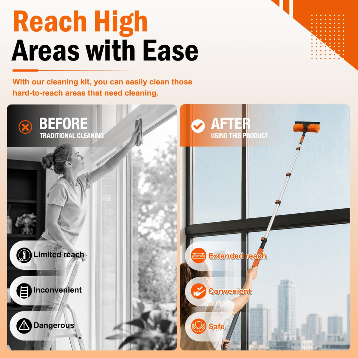 20FT High Reach Duster Cleaning Kit with Extension Pole