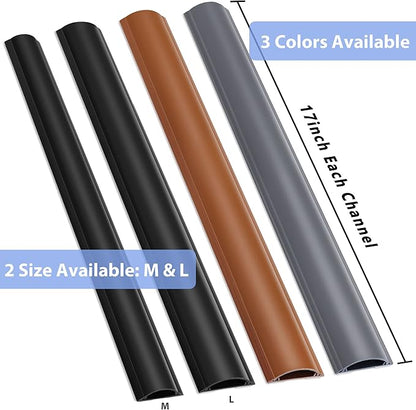 Cord Cover Floor 68in (4 x L17in), Large Capacity Floor Cable Cover, Hard PVC Cord Hider, Wire Cable Management Raceway, Black, Cord Cavity - 1.8"(W) x 0.6"(H)