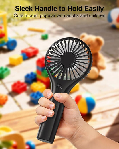 TriPole Mini Handheld Fan Portable Personal Fan with 3 Speeds, Strong Wind Battery Hand Held Fan for Travel Trip Outdoor Concerts, Cute Small Rechargeable Lash Fan for Makeup Skincare Drying, Black
