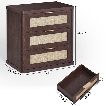 Rattan 23" Nightstands with Drawers for Bedroom