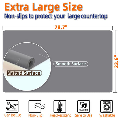 Silicone Mat 78.7”x 23.6” Heat Resistant Mats for Countertop