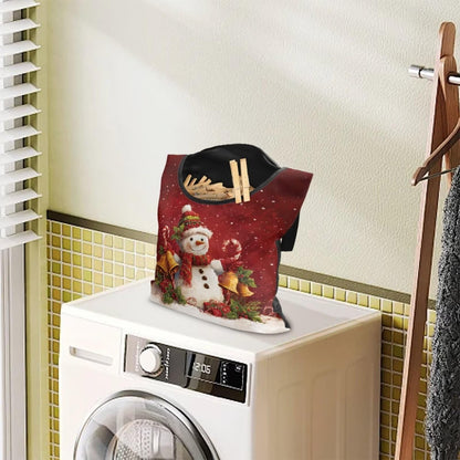 Red Snowman Clothes Pin Bags Christmas Clothespin Bag Holder Clothespin Holder 14.5 x 12 Inch Clothespins Bag for Clothesline Outdoor Outside Laundry Room Lightweight for Easy Hang