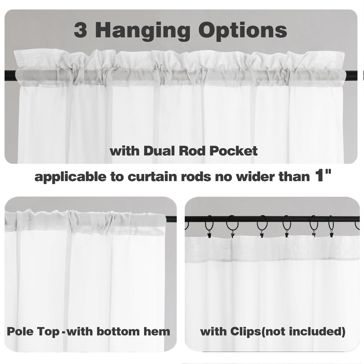 White Sheer Valance for Windows (2 Count)