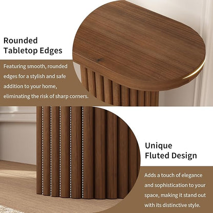 Fluted Solid Wood Console Table-39.2" Farmhouse Entryway Table with Rounded Corners, Morden Sofa Tables Behind Couch for Foyer, Entrance, Living Room, Hallway