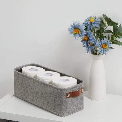 Soft Cotton Fabric Bathroom Storage Baskets 2 Pack Fabric Shelf Baskets for Gifts Empty Small Storage Organizer for Closet (2 Count)