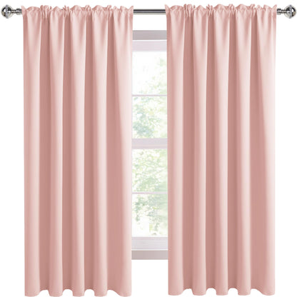 Wide Blackout Curtains for Bedroom 70 x 72 Inch Long Blush Pink