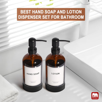 Amber Glass Soap Dispenser with Silicone Sleeve Boot (2 Count)