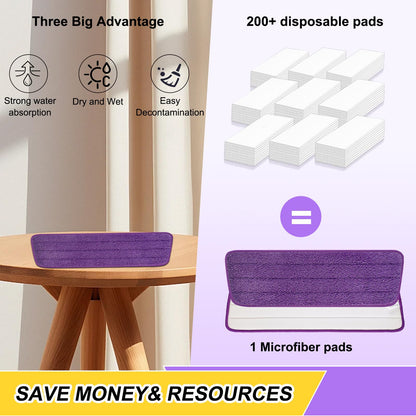 8 Pack 16.5 inch Reusable Mop Pads Microfiber Spray Mop Replacement Heads for Wet