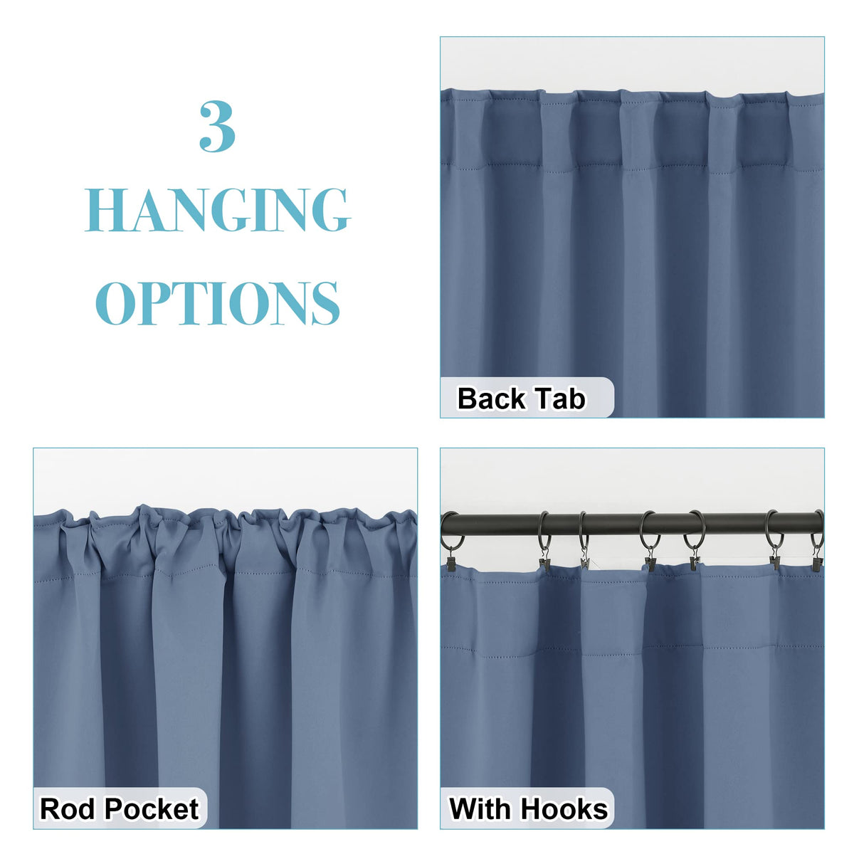 Blackout Curtains 63 inches Long for Bedroom (2 Count)
