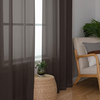 Chocolate Brown Sheer Curtains 45 Inch Long 2 Panels (2 Count)