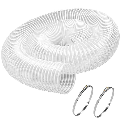 6"x5' PVC Dust Collection Hose with 2 Stainless Clamps for Woodworking
