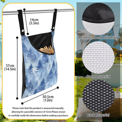 Winter Pine Forest Laundry Clothespin Bag Holds 100 Medium