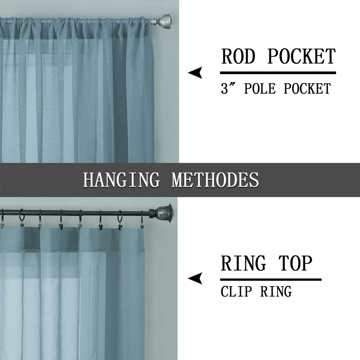 Sheer Curtains Linen Textured Bedroom Curtain Sheers Light Filtering Rod Pocket Voile Curtains for Living Room