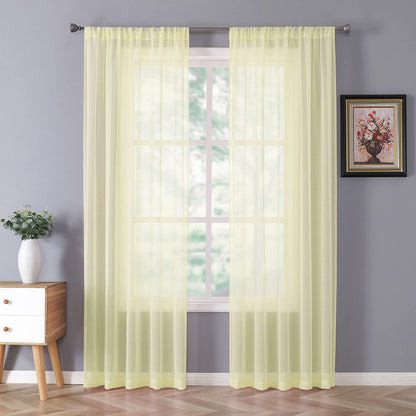 Sheer Curtain Linen Textured Living Room Curtains Sheer Light Filtering Rod Pocket Voile Curtain for Bedroom (2 Count)