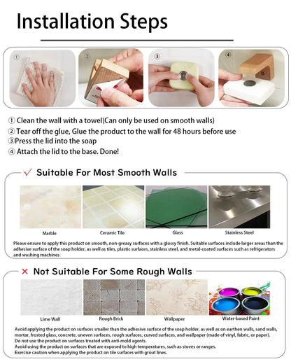 Magnetic Wooden soap Holder for Shower Wall