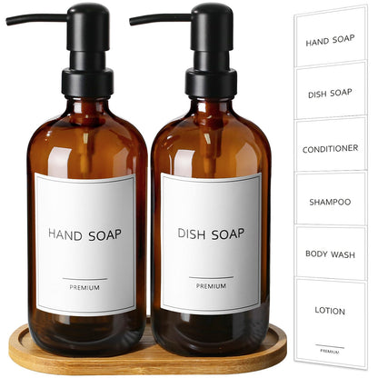 Amber Glass Soap Dispenser (2 Count)