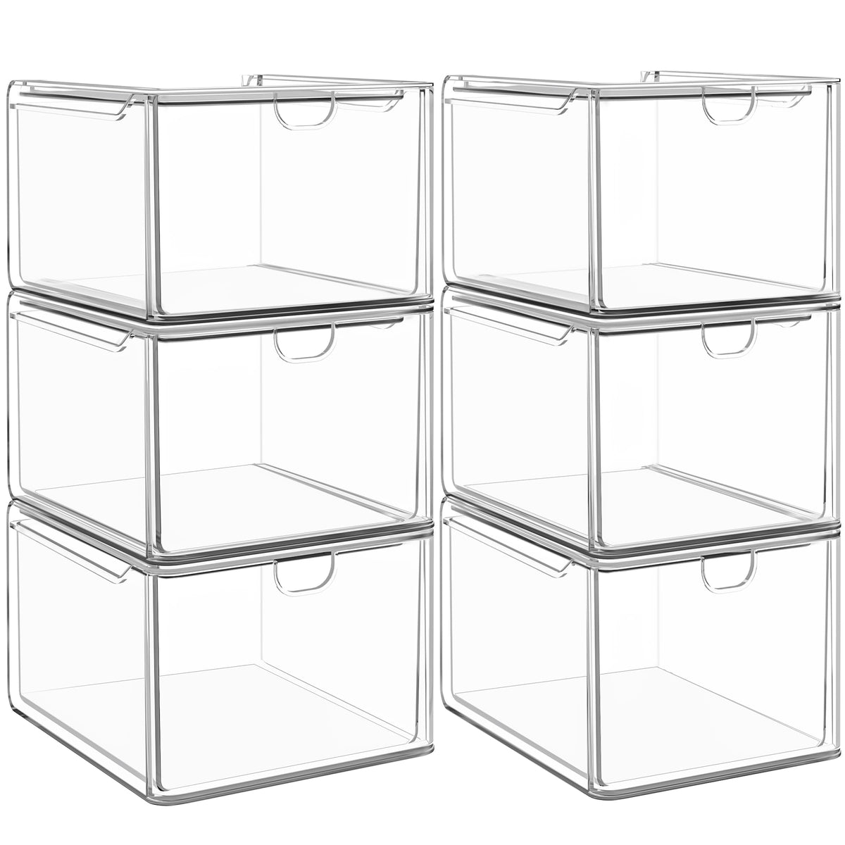 6 Pack Stackable Acrylic Storage Drawers (6 Count)