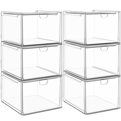 6 Pack Stackable Acrylic Storage Drawers (6 Count)