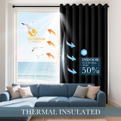 Black Short Blackout Curtains for Kitchen 45 Inch Length (2 Count)