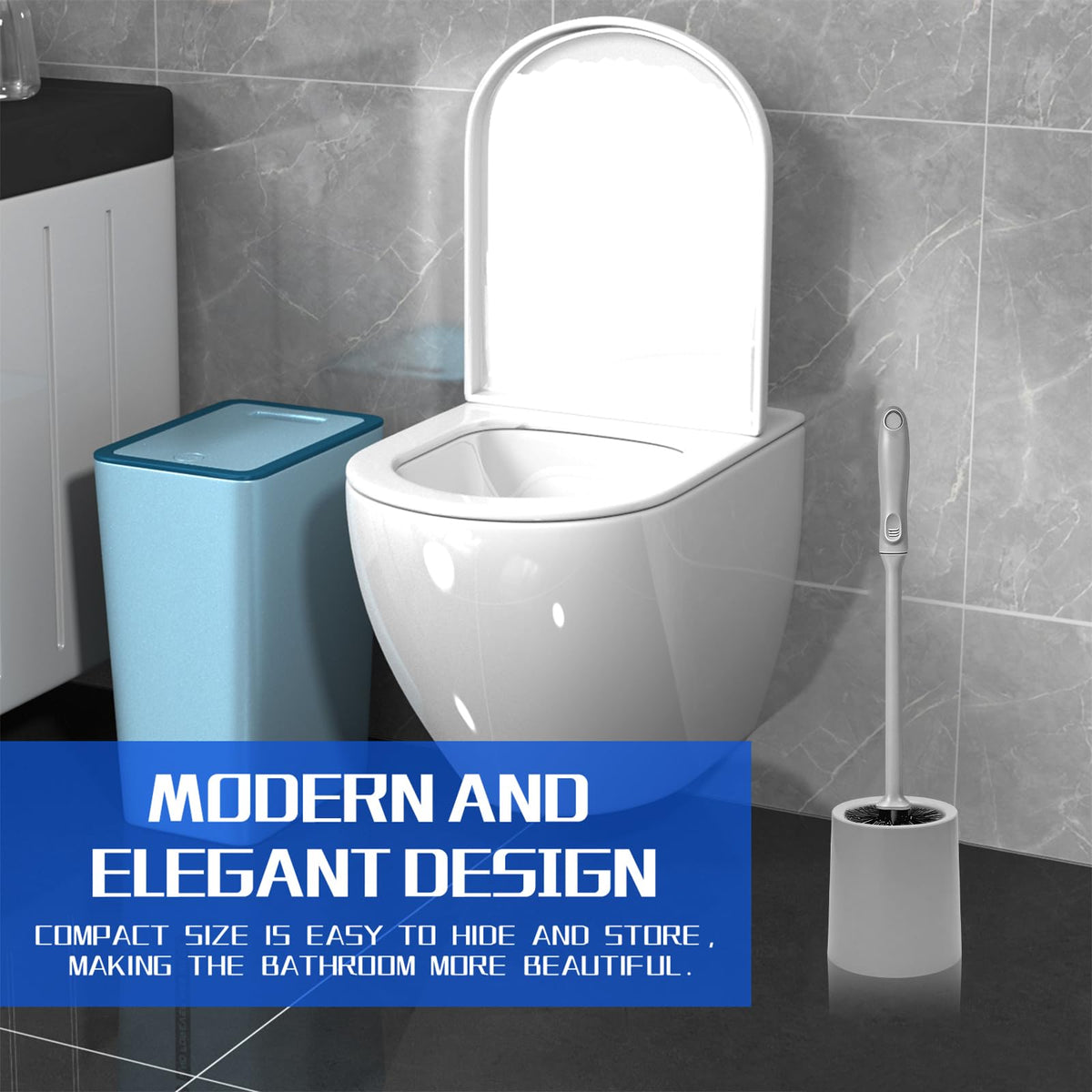 Toilet Brush and Holder 2 Pack with Long Handle