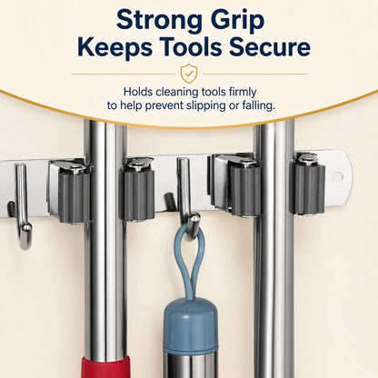 5 Racks and 4 Hooks Mop and Broom Holder Wall Mount