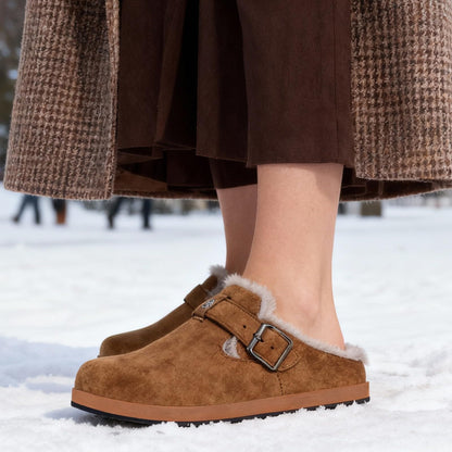Fur Lined Clogs for Women Men Winter Slippers