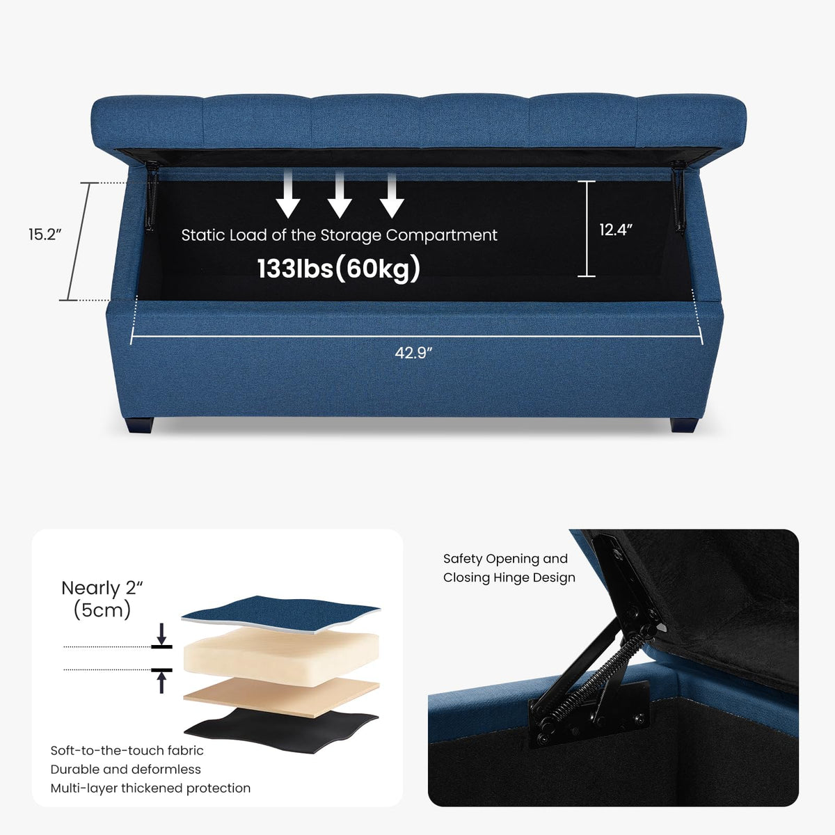 Storage Ottoman Bench for Bedroom