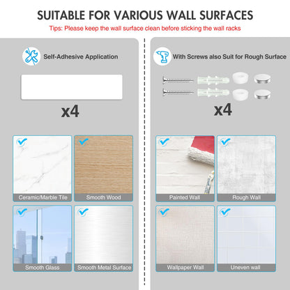 Wall Mount Mop and Broom Holder (4 Count)