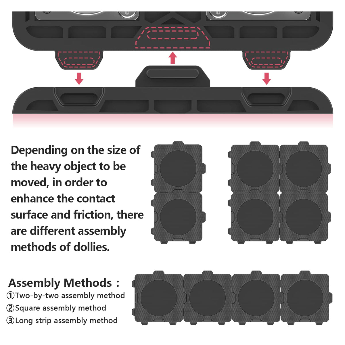Add on 4Pack Connectable Dolly Furniture Movers with 360° Rotating Wheels (4 Count)