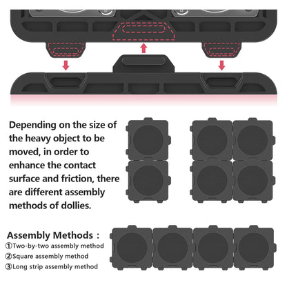 Add on 4Pack Connectable Dolly Furniture Movers with 360° Rotating Wheels (4 Count)