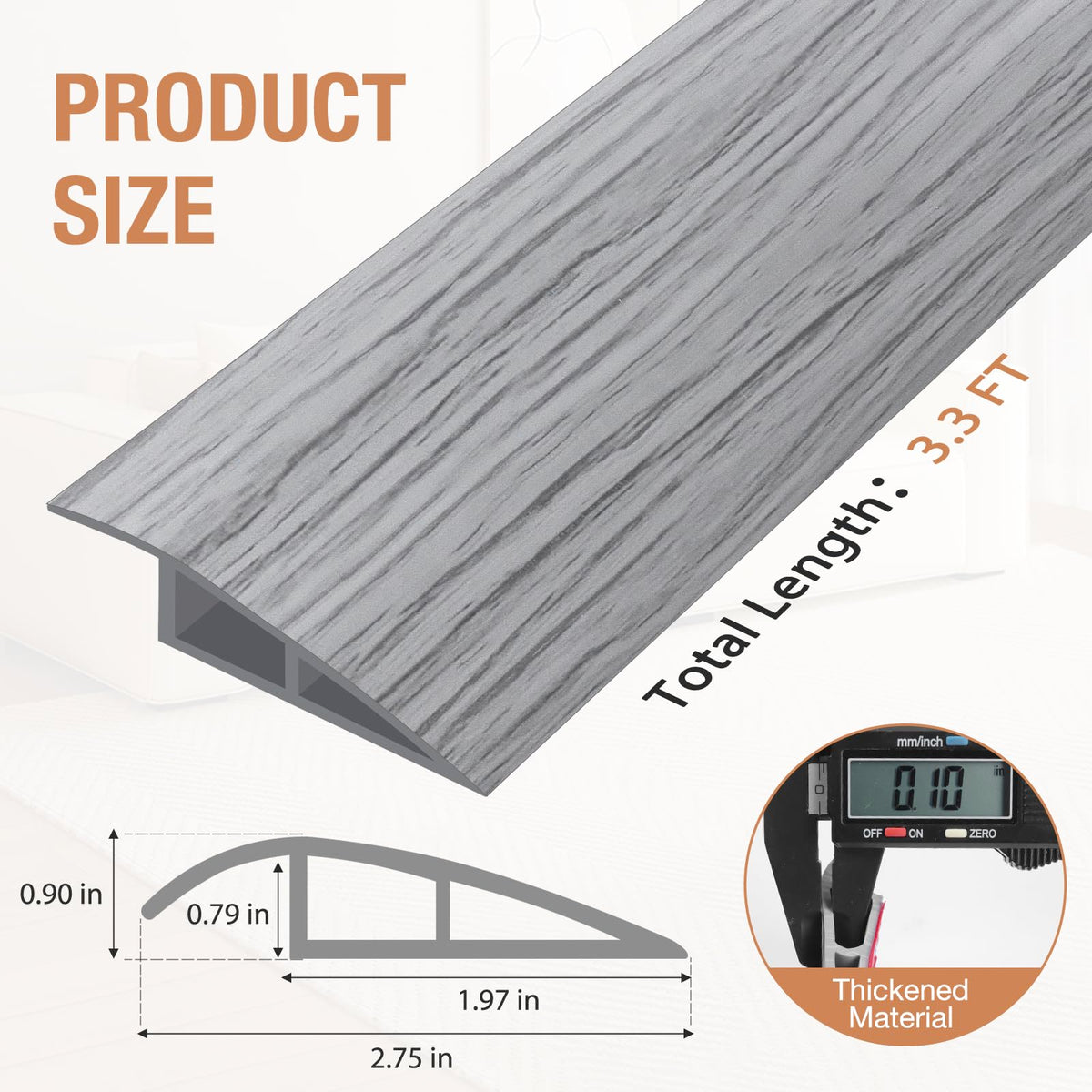 Floor Transition Strip Self Adhesive Vinyl Door Threshold Strip (3.3 Foot)